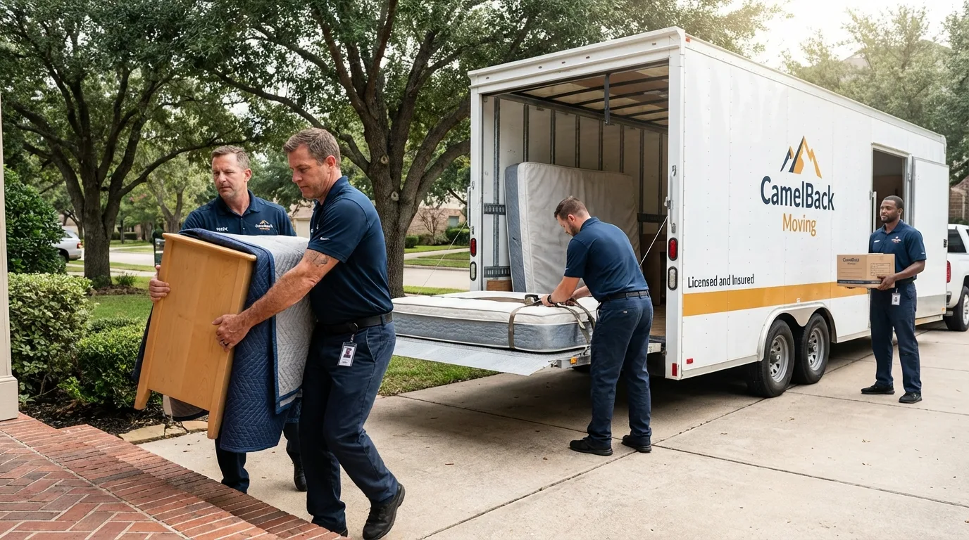 Crew loading residential truck for cross-state move from Groveton, NH