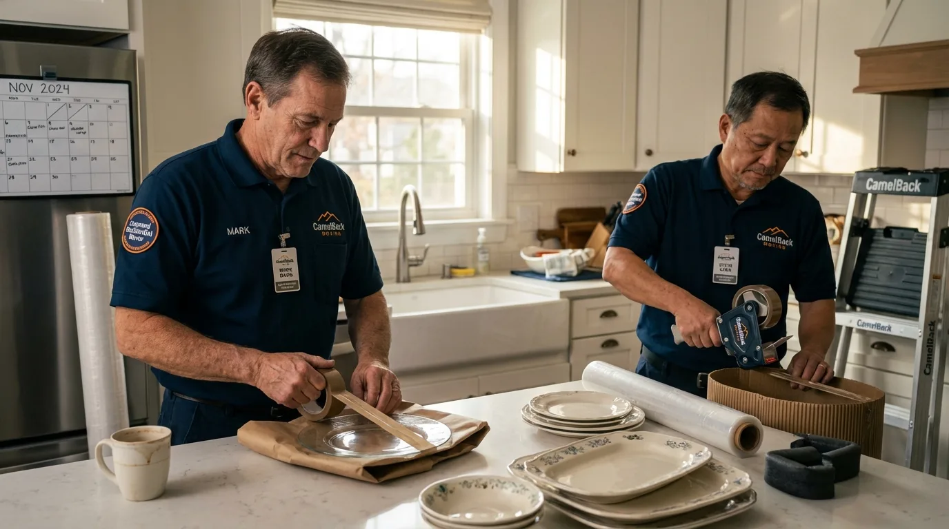 Professional crew packing kitchen dishware in Groveton, NH